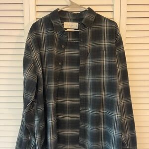 Abercrombie & Fitch Black and Gray Lightweight Plaid Jacket
